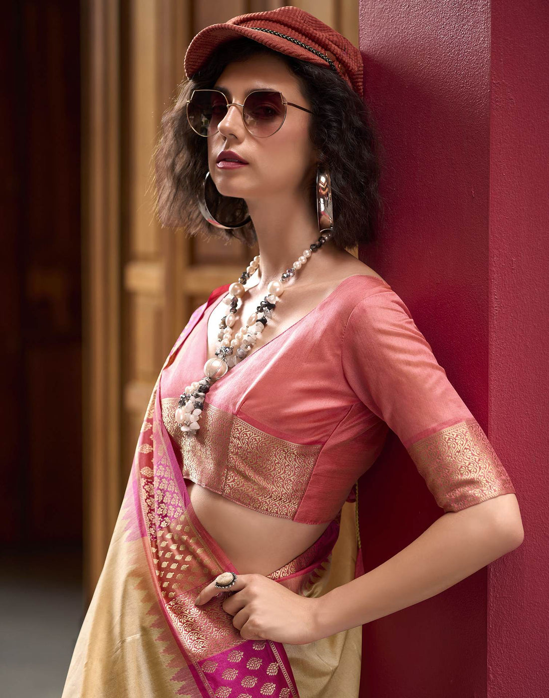 Dark Beige Silk Woven Saree