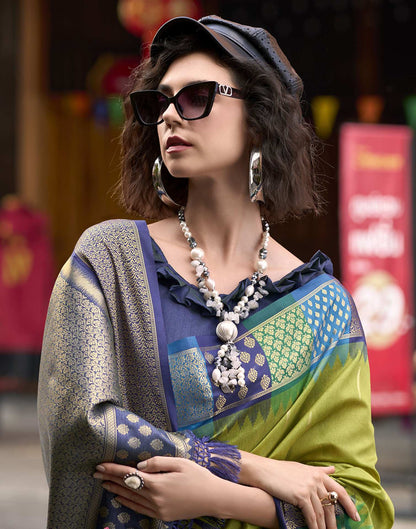 Mehandi Green Silk Woven Saree