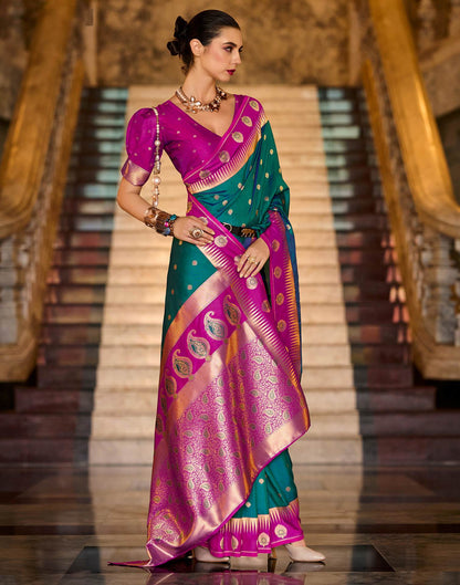 Rama Green Silk Woven Banarasi Saree