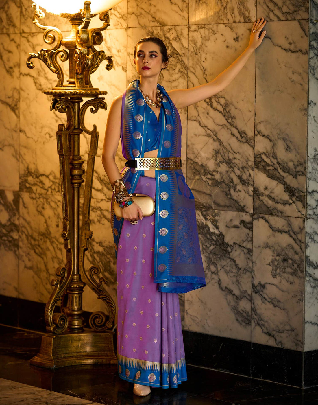 Purple Silk Woven Banarasi Saree