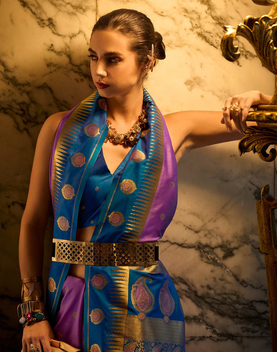 Purple Silk Woven Banarasi Saree