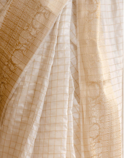 Off White Silk Woven Kanjivaram Saree