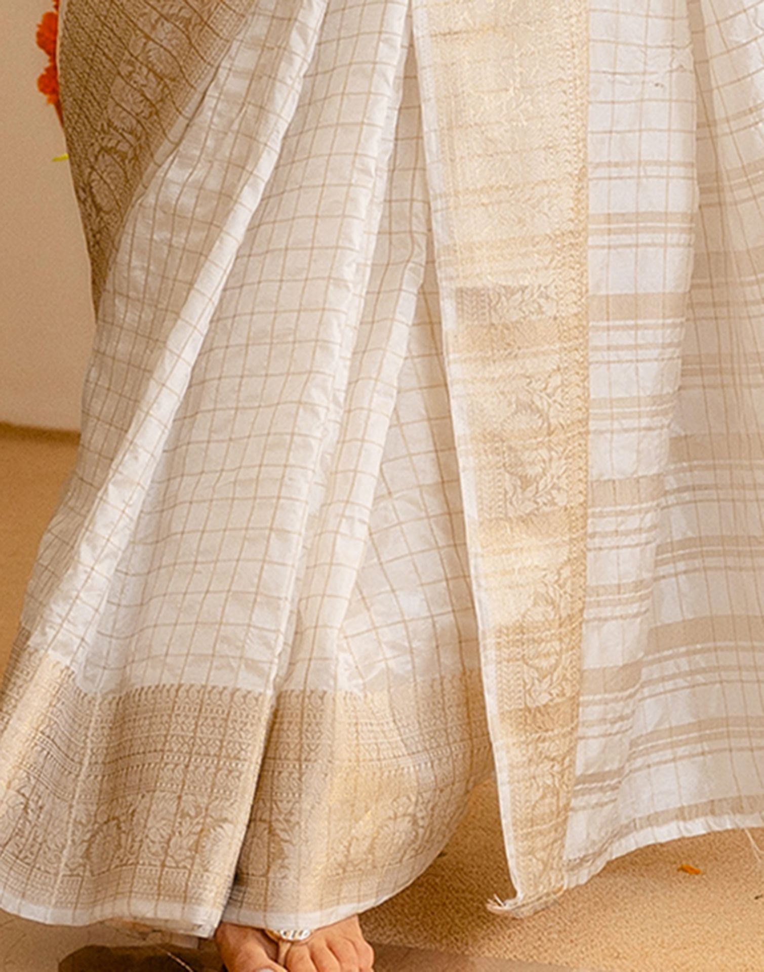 Off White Silk Woven Kanjivaram Saree