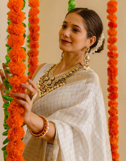 Off White Silk Woven Kanjivaram Saree