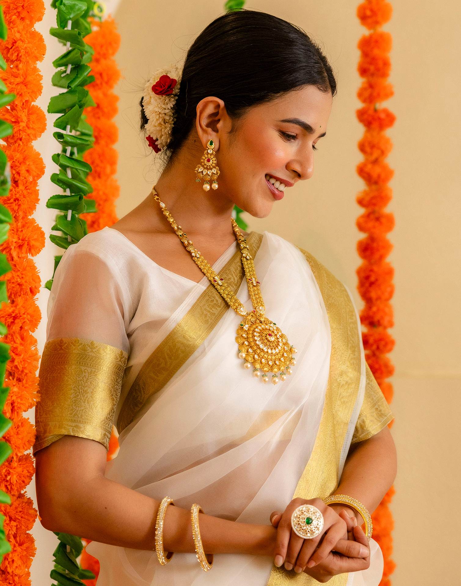 Off White Organza Woven Kanjivaram Saree