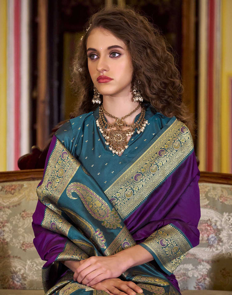 Magenta Silk Woven Saree