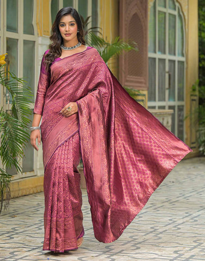 Dark Purple Silk Woven Banarasi Saree