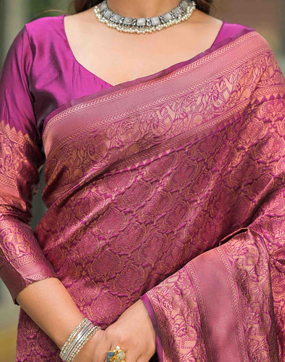 Dark Purple Silk Woven Banarasi Saree