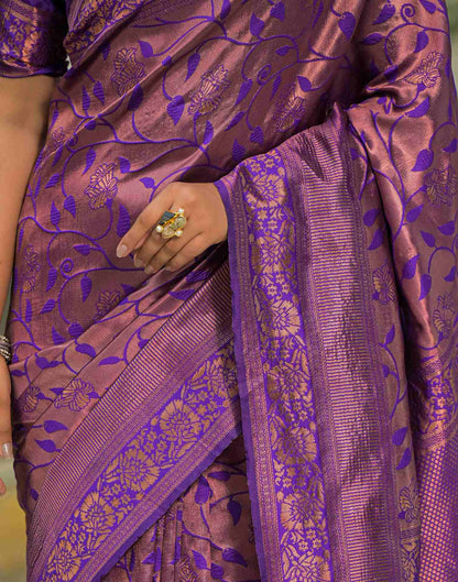 Purple Silk Woven Saree