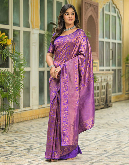 Purple Silk Woven Saree