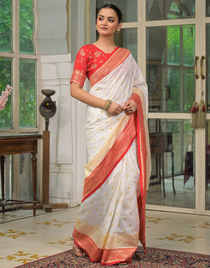 Off White Silk Woven Banarasi Saree