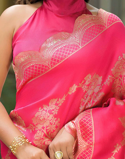Coral Pink Silk Woven Saree