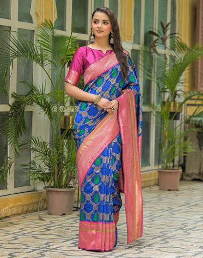 Blue Silk Woven Saree