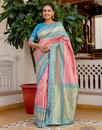Pink Silk Woven Kanjivaram Saree
