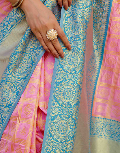 Pink Silk Woven Kanjivaram Saree