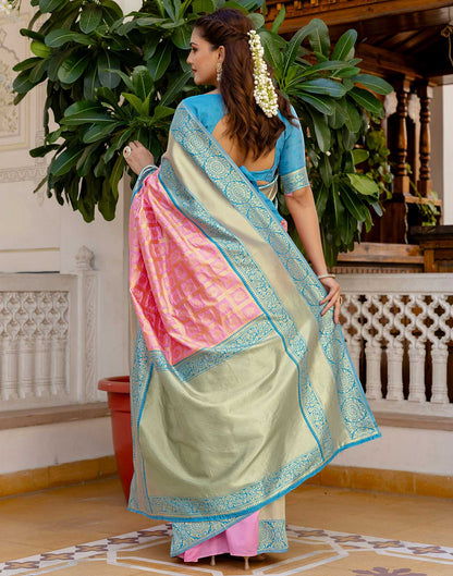 Pink Silk Woven Kanjivaram Saree