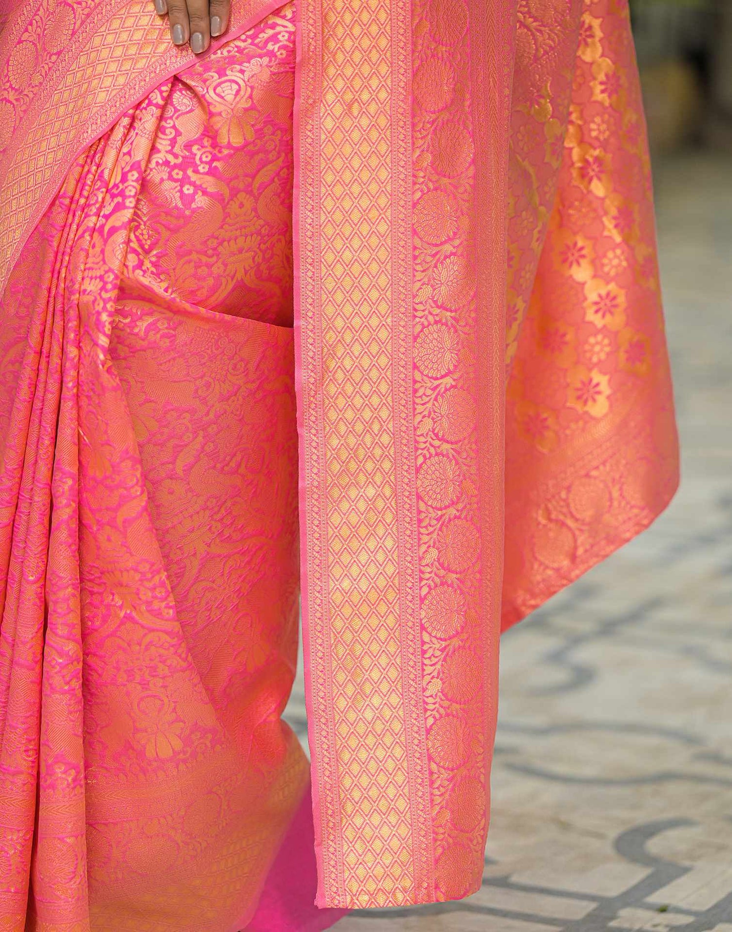 Pink Silk Woven Banarasi Saree