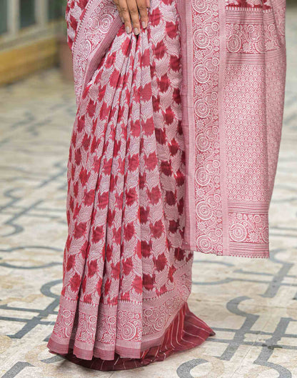 Maroon Silver Silk Woven Saree