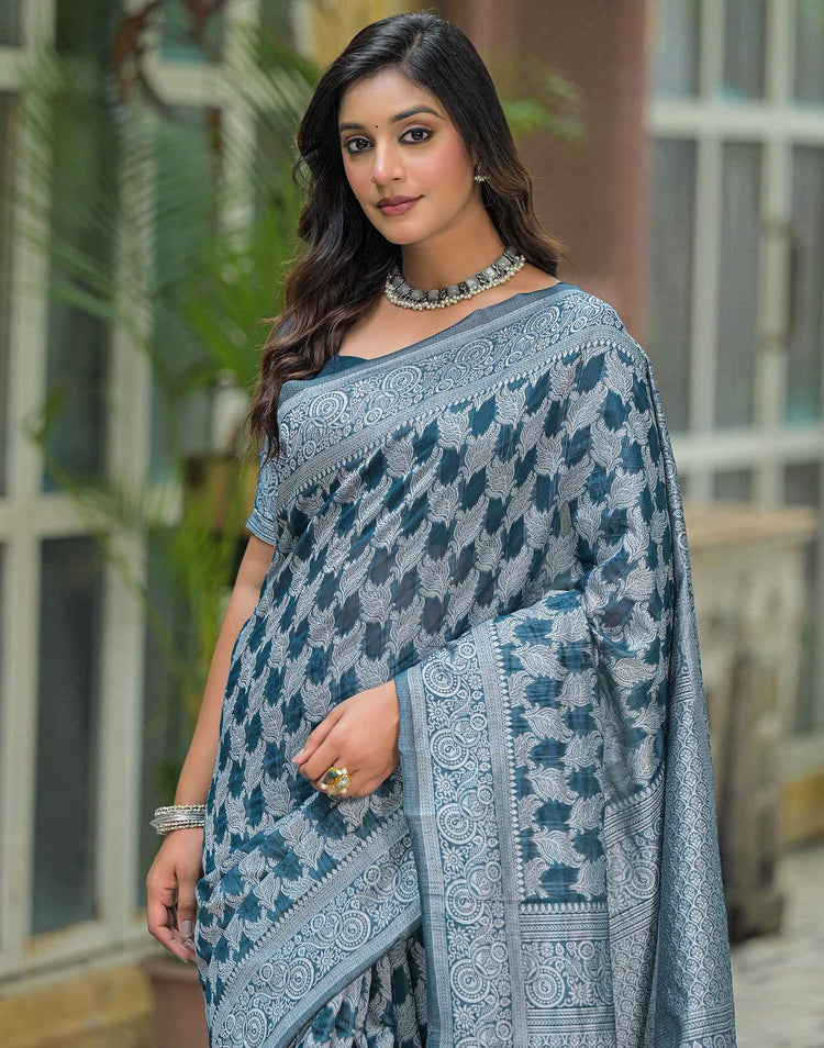 Blue Silk Woven Saree