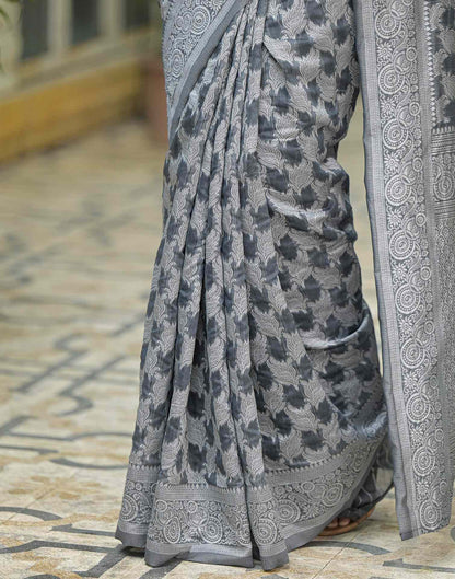 Grey Silk Woven Saree