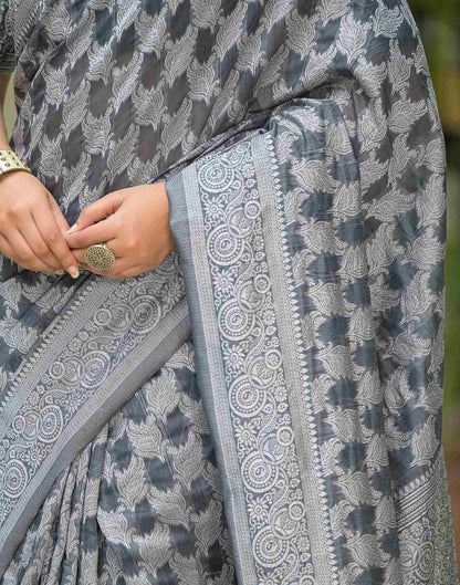 Grey Silk Woven Saree