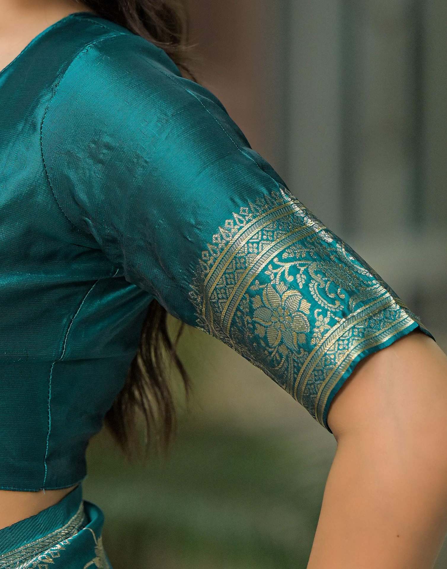 Teal Green Silk Woven Banarasi Saree