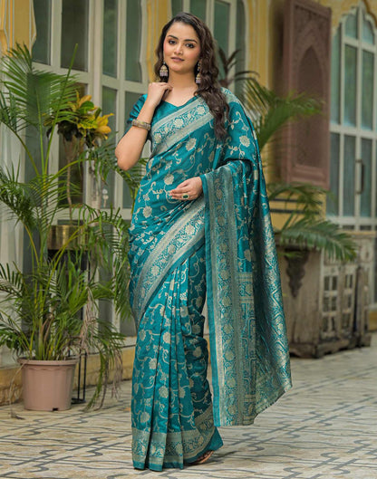 Teal Green Silk Woven Banarasi Saree