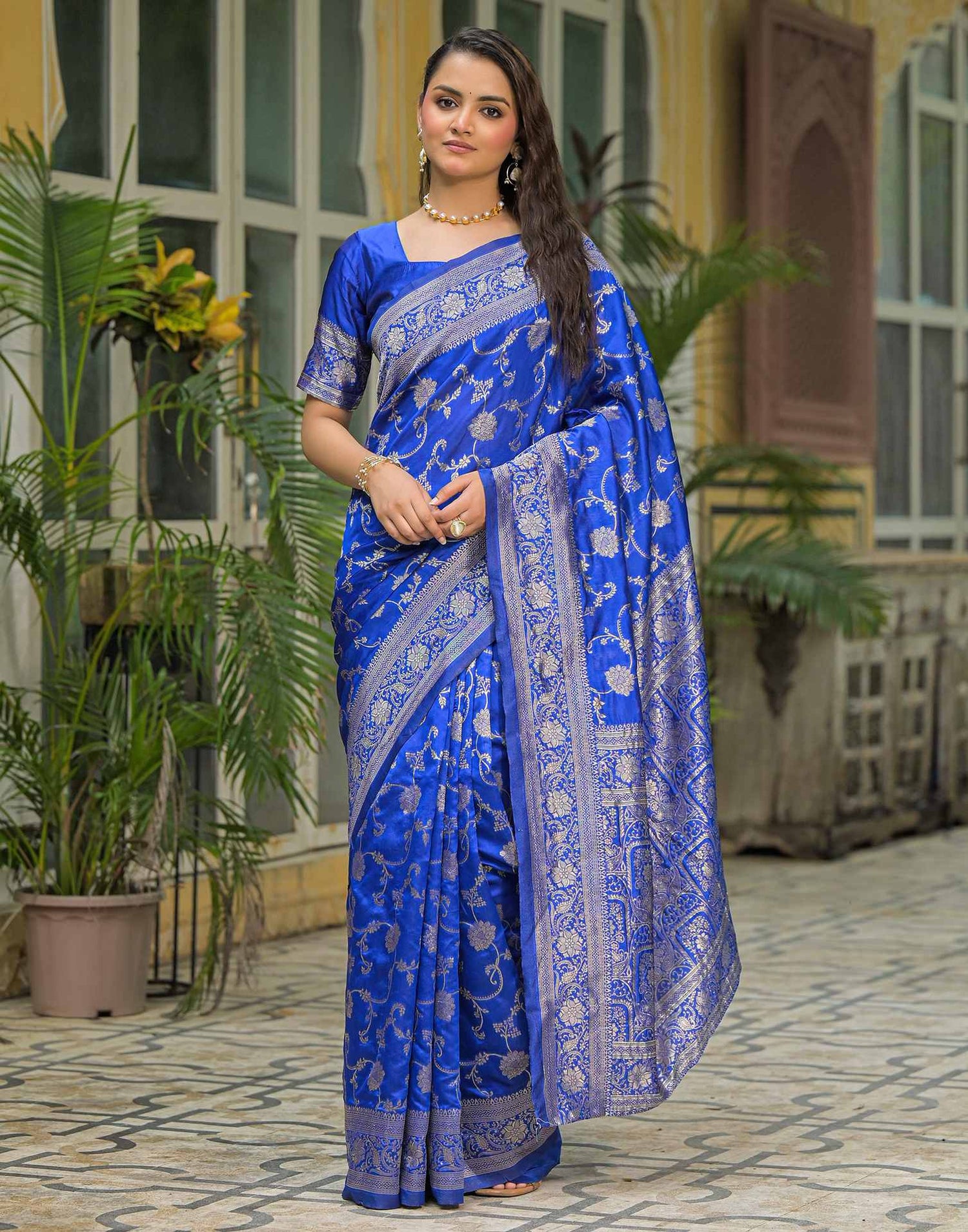 Blue Silk Woven Banarasi Saree