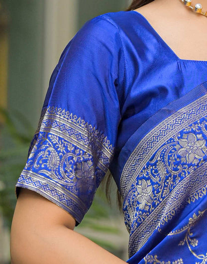 Blue Silk Woven Banarasi Saree