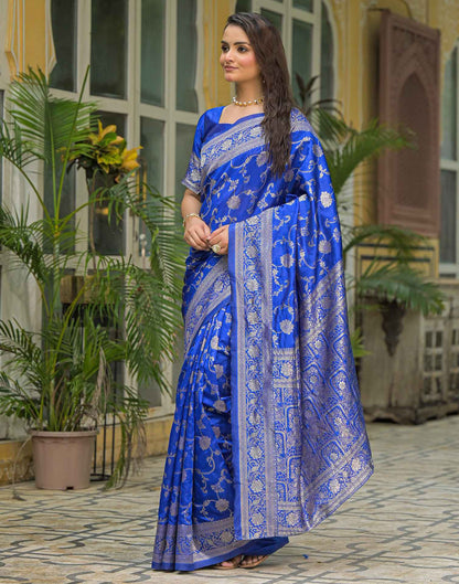 Blue Silk Woven Banarasi Saree