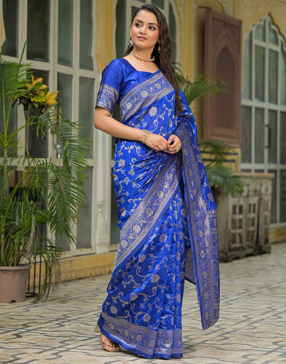 Blue Silk Woven Banarasi Saree