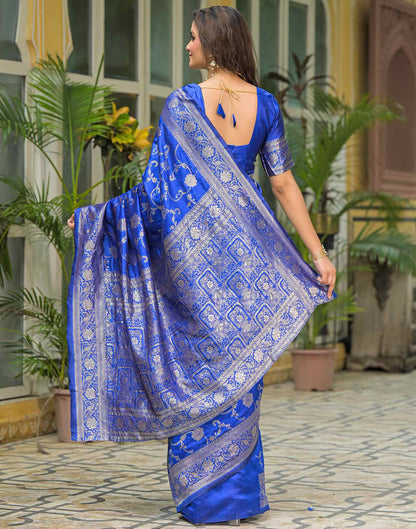 Blue Silk Woven Banarasi Saree