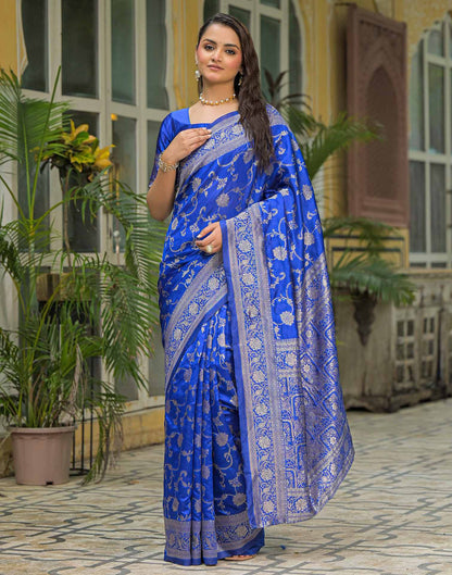 Blue Silk Woven Banarasi Saree