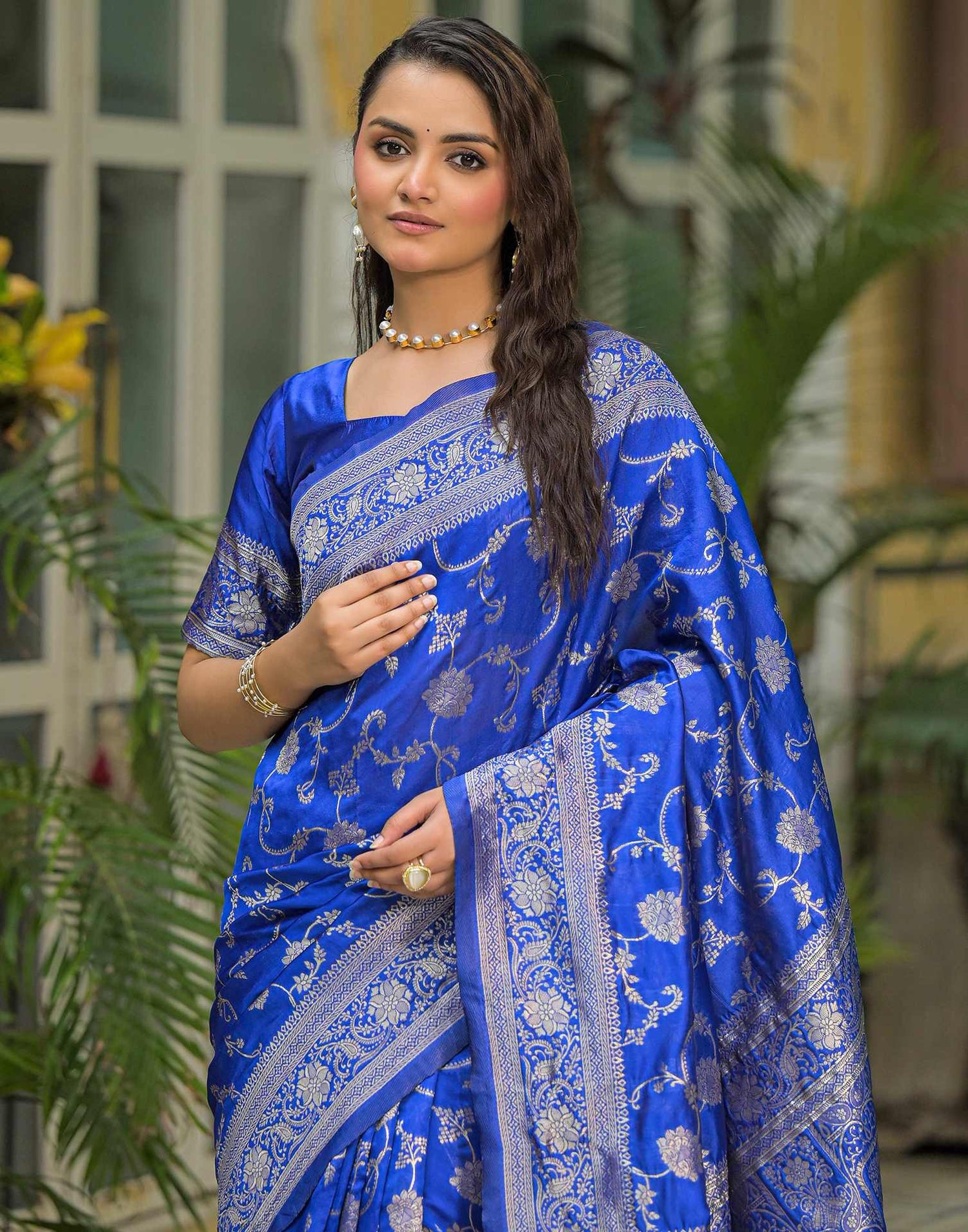 Blue Silk Woven Banarasi Saree