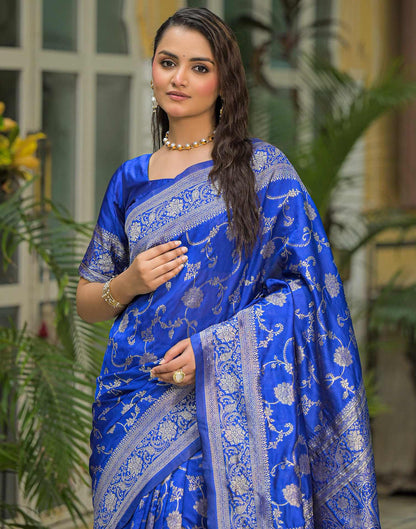 Blue Silk Woven Banarasi Saree