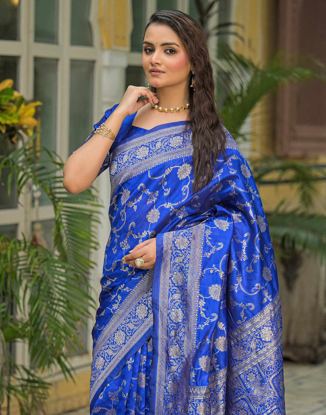 Blue Silk Woven Banarasi Saree