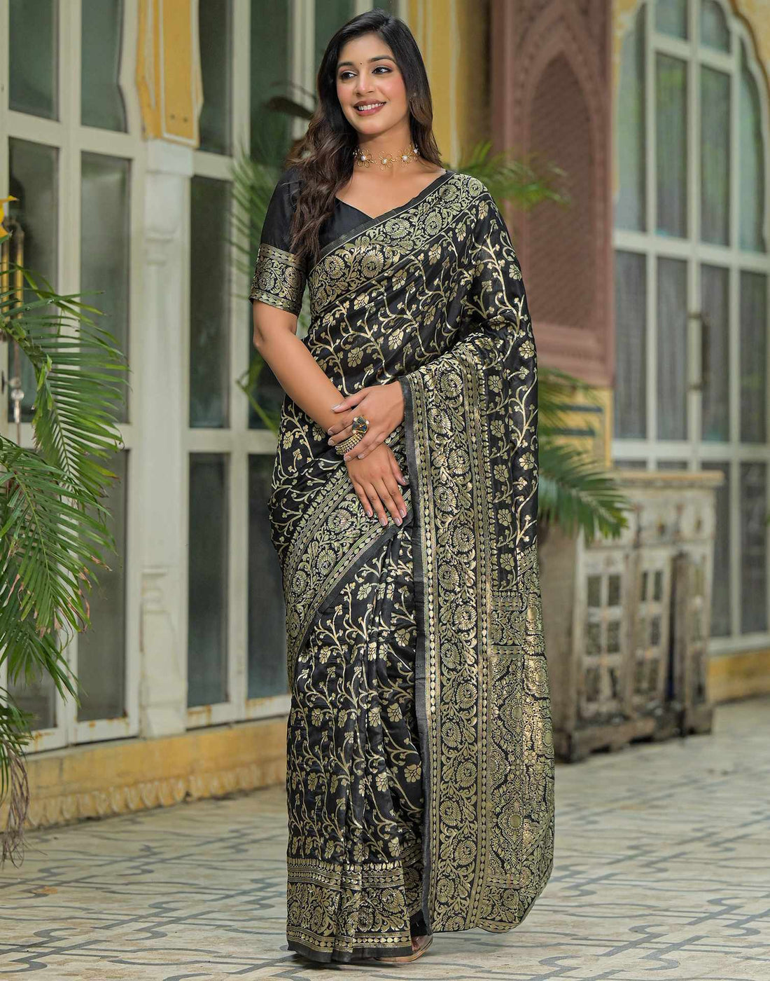 Black Silk Woven Banarasi Saree