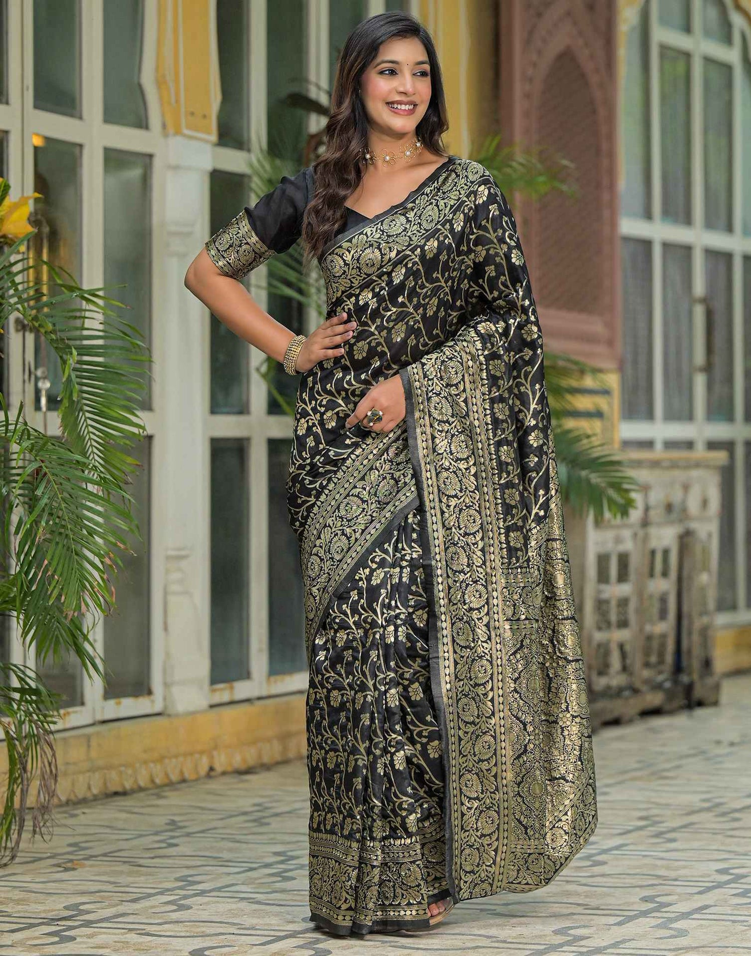 Black Silk Woven Banarasi Saree