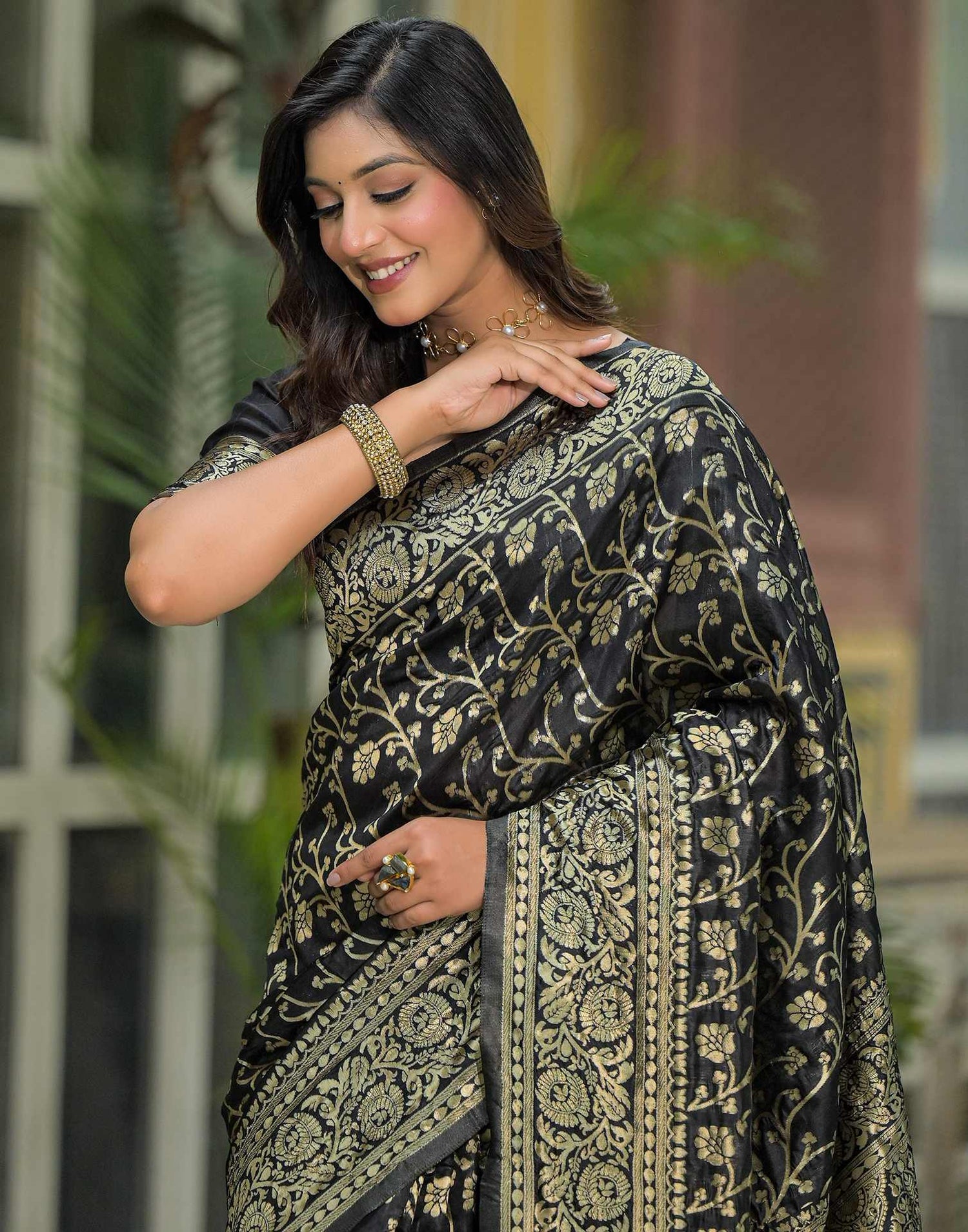 Black Silk Woven Banarasi Saree