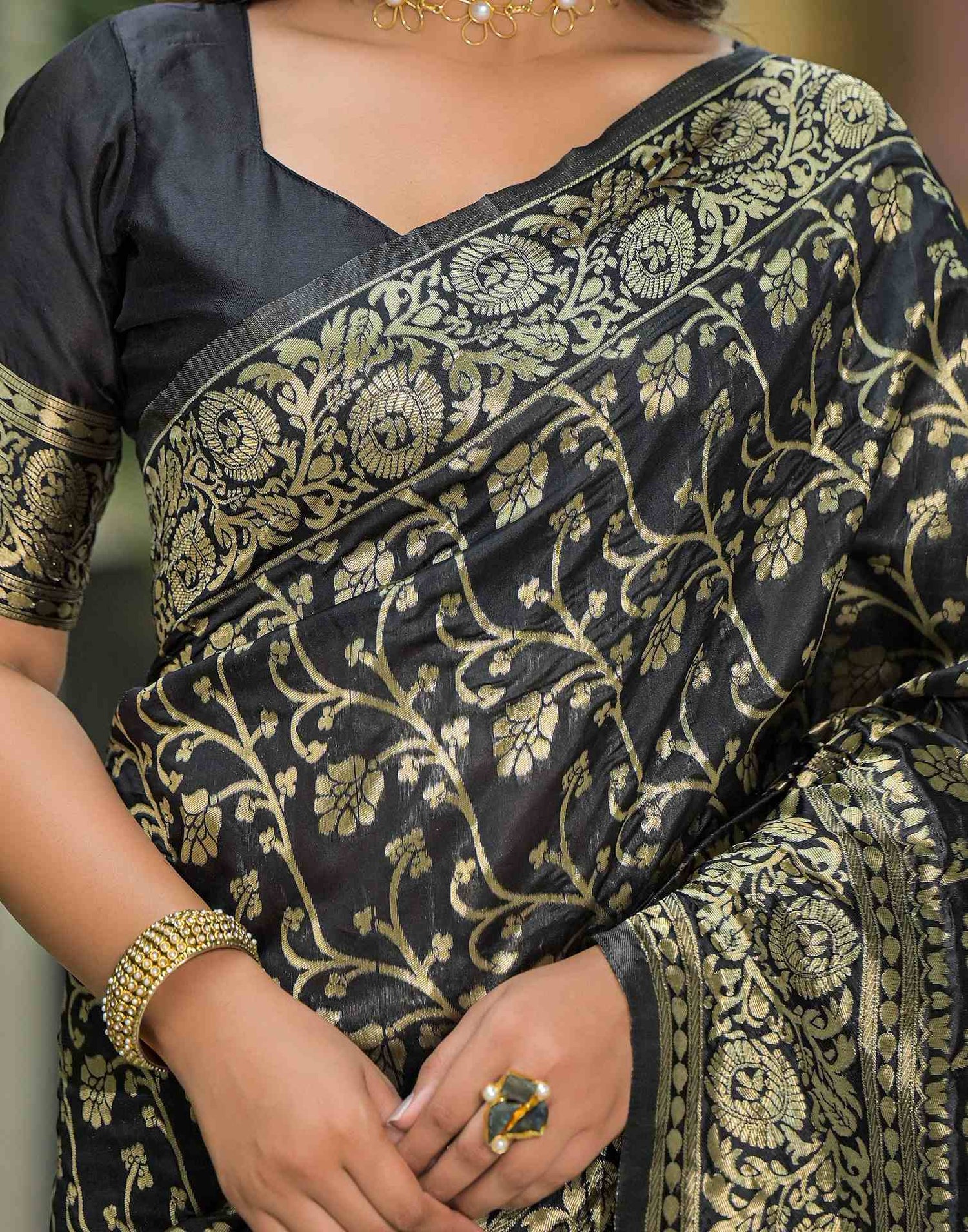 Black Silk Woven Banarasi Saree