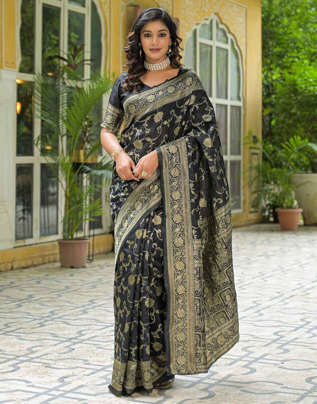 Black Silk Woven Banarasi Saree