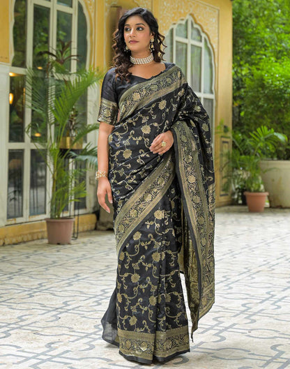 Black Silk Woven Banarasi Saree