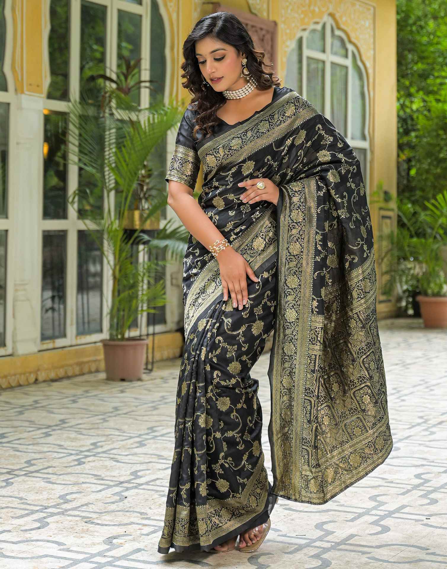 Black Silk Woven Banarasi Saree