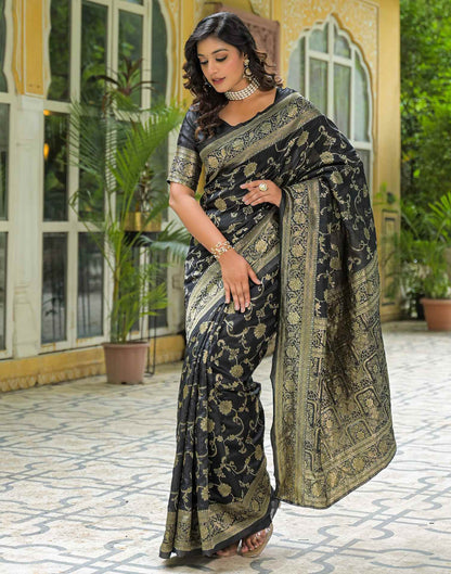 Black Silk Woven Banarasi Saree