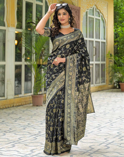 Black Silk Woven Banarasi Saree