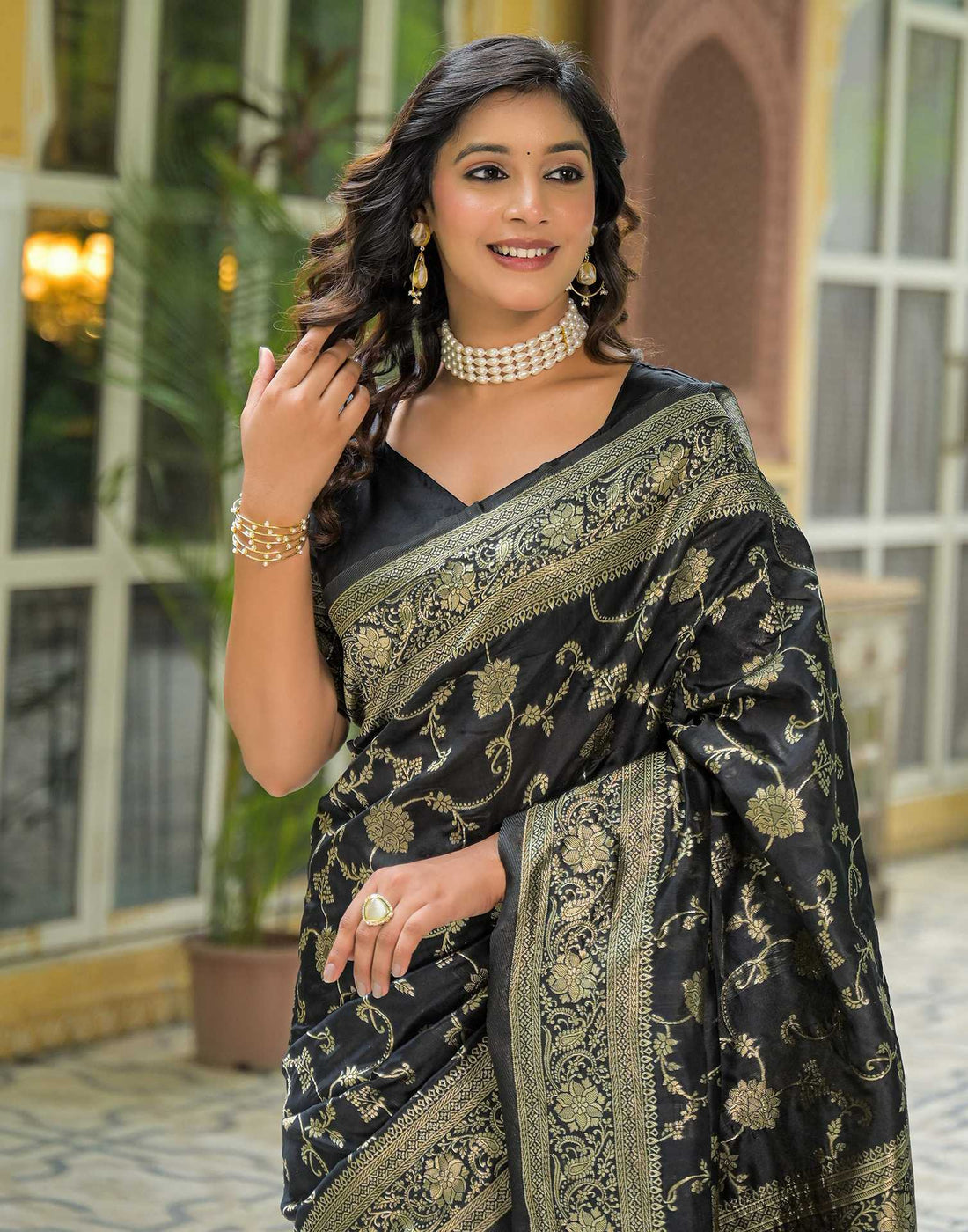 Black Silk Woven Banarasi Saree