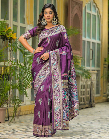 Dark Purple Silk Woven Saree
