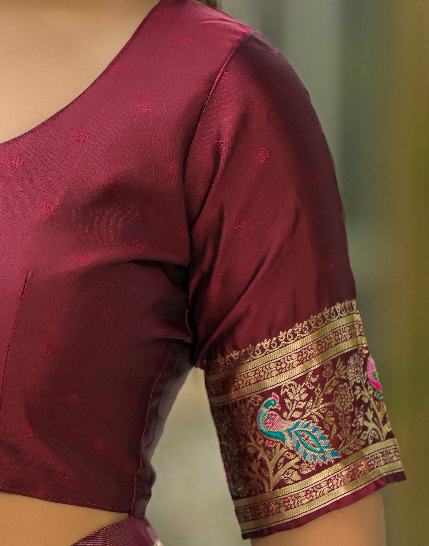 Maroon Silk Woven Saree