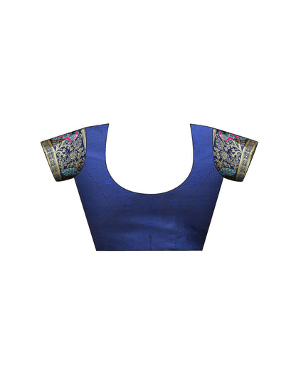 Navy Blue Silk Woven Saree