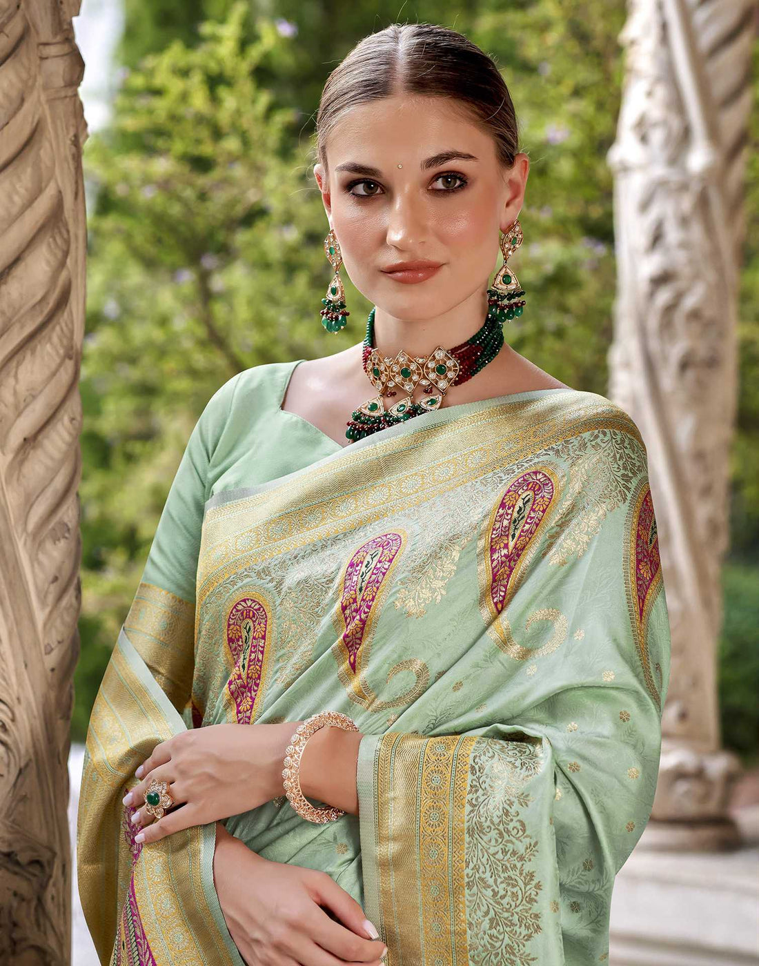Mint Green Silk Woven Saree